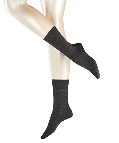 ESPRIT Kobiety Skarpety Basic Easy 2-Pack W SO Bawełna jednokolorowe 1 Para, Szary (Anthracite Melange 3080), 39-42