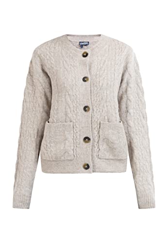 baradello Damski sweter z dzianiny z guzikami 39425096-BA01, beżowy melanż, XL/XXL, Be?owy Melan?, XL-XXL