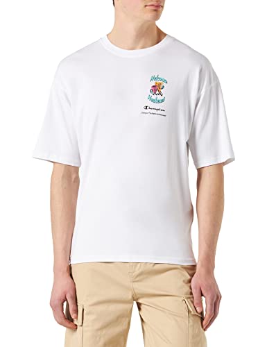 Champion Męski t-shirt Rochester 1919 Graphic Gallery z okrągłym dekoltem, rozmiar S, biały, rozmiar S, biały, S