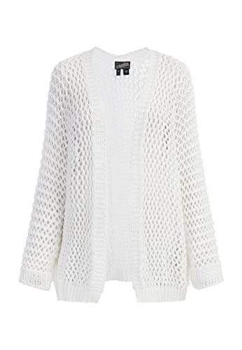 DreiMaster Dzianinowy kardigan damski 39426995, biały (wollweiss), XL