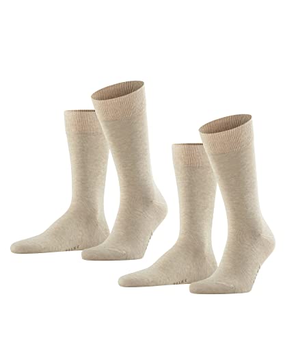 FALKE Mężczyźni Skarpety Happy 2-Pack M SO Bawełna jednokolorowe 2 Pak, Beżowy (Sand Melange 4650), 47-50
