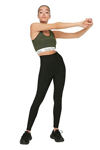Trendyol Legginsy sportowe - granatowe - gładkie, Czarny, S
