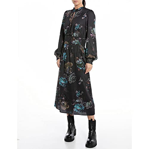 Replay Damska sukienka maxi, 010 Dark Brown/Multicolor, XXS