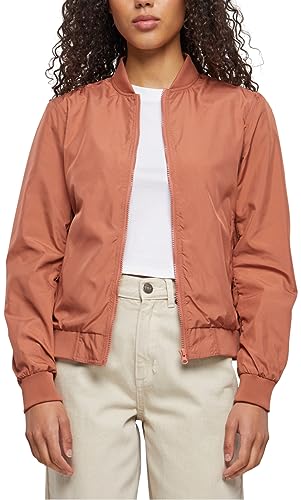 URBAN CLASSICS Damska kurtka Bomber z kieszeniami, jesienno-wiosenna kurtka jesienna i wiosenna pikowana kurtka stara szkoła, terakota, 4XL