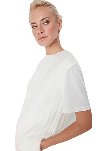 TRENDYOL Bluza damska Fisherman Collar Knitwear Sweater, ecru, S, écru, S