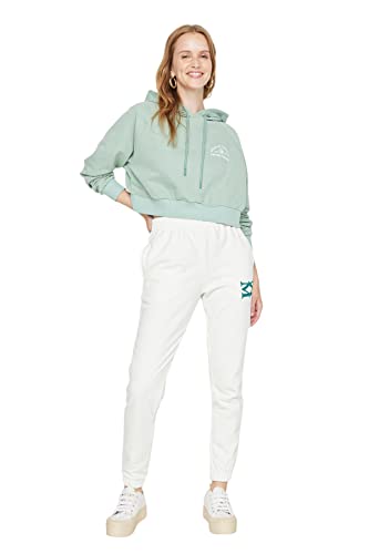 Trendyol Damskie spodnie dresowe o normalnej talii Skinny Fit Jogger, Ecru, S