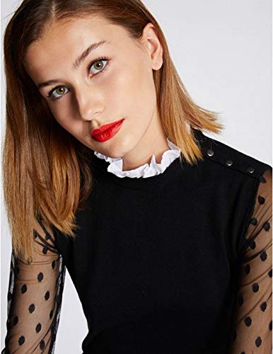 Morgan Damski sweter Pull Col Victorien Manches Plumetis Mtou