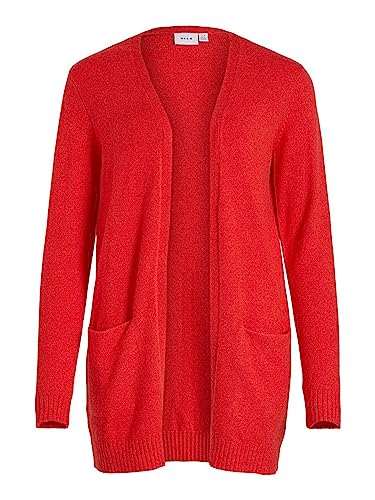 Vila Kobiety Viril Open L/S Knit Kardigan, Czerwony, M