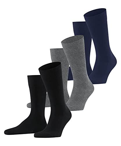 FALKE Mężczyźni Skarpety Family 3-Pack M SO Zrównoważona Bawełna jednokolorowe 3 Pak, Wielokolorowy (Sortiment 0010), 43-46