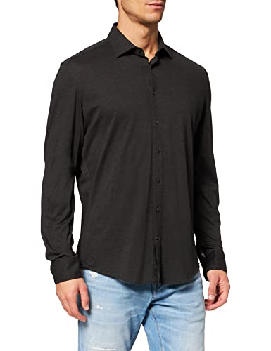 Seidensticker Męska koszula biznesowa – koszula bez prasowania o bardzo wąskim kroju – X-Slim – długi rękaw – kołnierz kent – 100% bawełna, antracytowy, 45