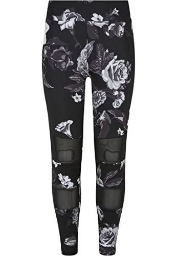 Urban Classics Dziewczęce legginsy dziewczęce z siateczki AOP, obcisłe do ciała, spodnie sportowe, dark flower aop, rozmiary 110/116-158/164, Dark Flower Aop, 146 cm