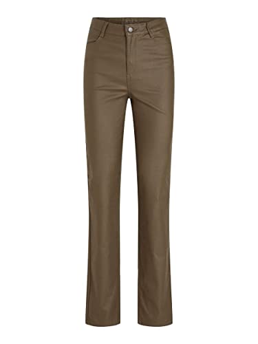 Vila Damskie spodnie Vicommit Coated Hw Straight Pant-noos ze sztucznej skóry, Crocodile, XS