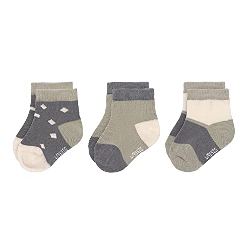 LÄSSIG skarpety dziecięce typu sneaker, zestaw 3 szt. GOTS 100% bawełna organiczna/skarpety typu sneaker, antracytowy/oliwkowy, 12