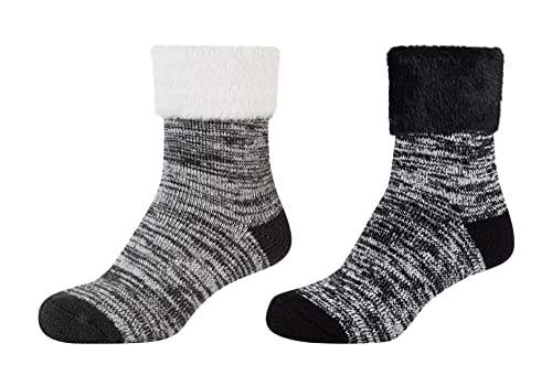 Camano 1102034002 - damskie mouline cosy przytulne skarpety 2 pary, czarne, rozmiar 35/38, czarny, 35 EU