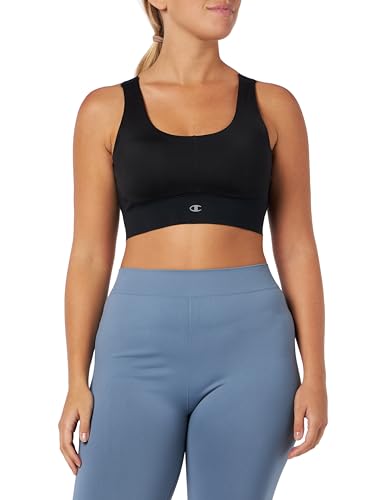Champion Athletic Sportbras W-Quick Dry Anti-Microbial Compact Stretch Poly Jersey Kompressive Biustonosz Sportowy Kobiety, Czarny, L