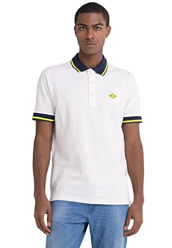 Replay Męska koszulka polo z krótkim rękawem ze stretchem, 801 Off White, XL