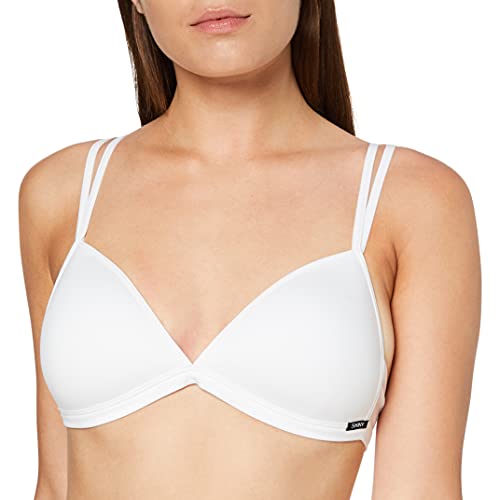 Skiny Damski biustonosz trójkątny, z wkładkami Cotton Essentials bez fiszbin, biały, 80A