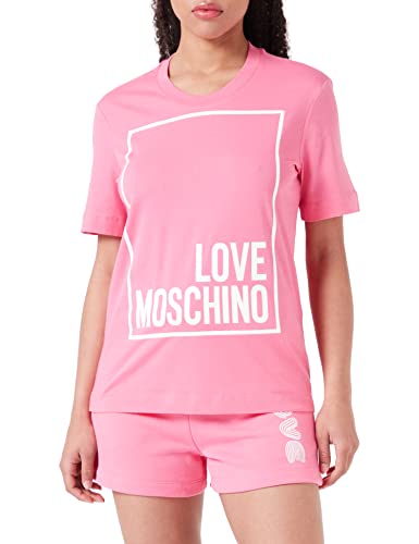 Love Moschino Damska koszulka o regularnym kroju z krótkim rękawem, fuksja, 44, Fuchsia, 44