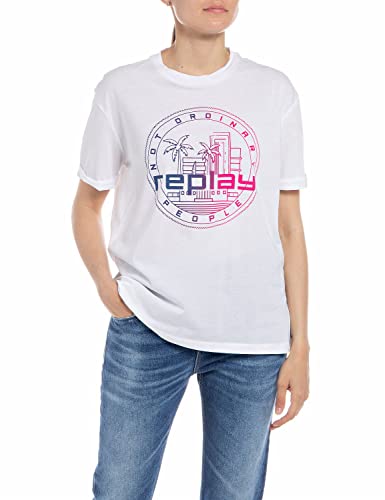 Replay T-shirt damski, 001 White, L