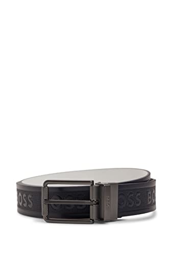 BOSS Tintin Sr35 męski pasek dwustronny z włoskiej skóry z logo, Navy410, 90