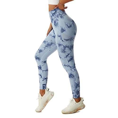 EULLA Leggins Joga Kobieta Spodnie Sportowe Joga Kobiety Legginsy Damskie Fitness Miękkie Elastyczne, 02 Szary Niebieski, M