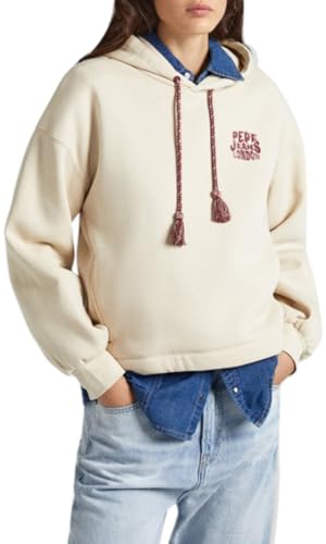 Pepe Jeans Damska bluza z kapturem Cassandra, Brązowy (piaskowy), XS