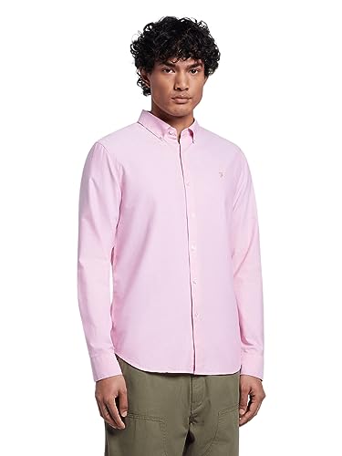 Farah Koszula męska Brewer Slim Fit Cotton Oxford, Koralowy róż, M