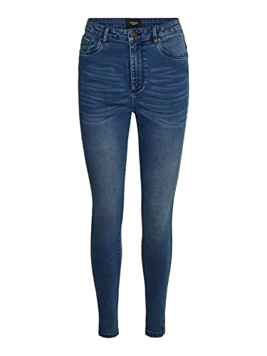 VERO MODA dżinsy damskie, Średni niebieski denim/szczegóły: ścieg matching, (XS) W x 30L