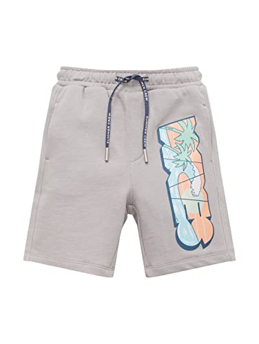 TOM TAILOR Chłopcy Szorty dresowe z nadrukiem 1031884, 17590 - Smoky Grey, 128-134