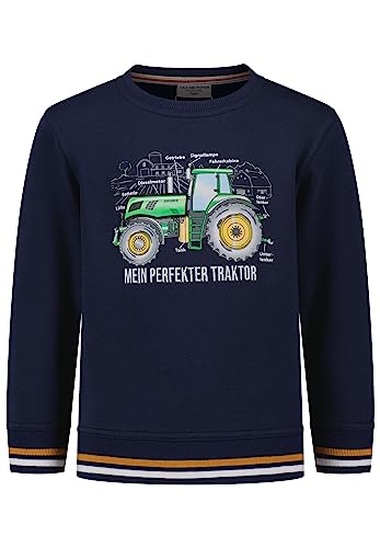 SALT AND PEPPER Bluza chłopięca z nadrukiem traktorowym Emb, Granatowy (True Navy), 104-110