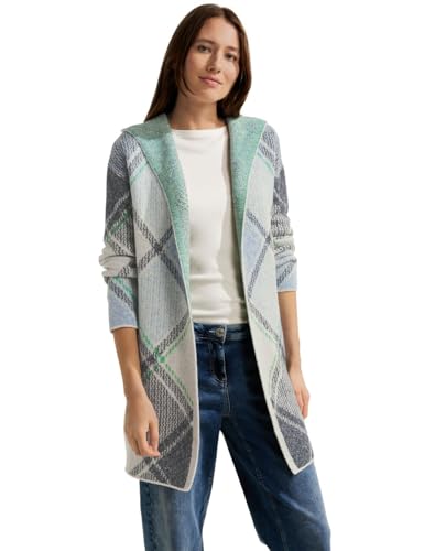 Cecil Damski kardigan bluza z kapturem w kratkę, niebieski, M