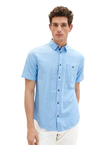 TOM TAILOR Męska koszula 1036213, 31770-Blue Herringbone Structure, XL, 31770 - Blue Herringbone Structure, XL