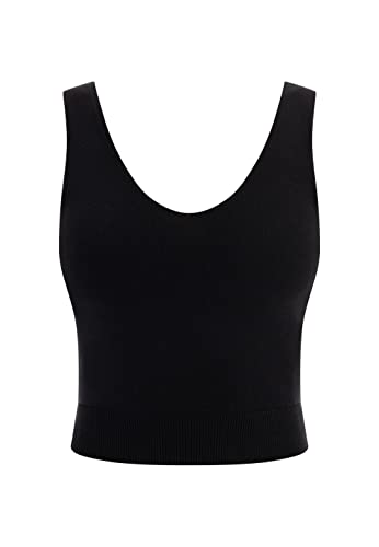 faina Damski tank top z dzianiny 11026716, czarny, L, czarny, L