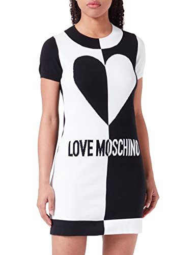 Love Moschino Damska sukienka z krótkim rękawem, czarno-biała, rozmiar 44, czarny biały, 44