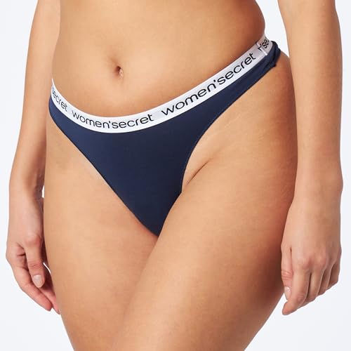 Women'secret Pack 3 Stringi bawełniane Logo, Białe tło, XL