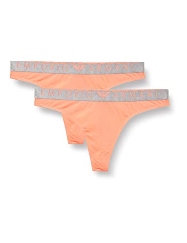 Emporio Armani Damskie kultowe stringi z mikrofibry, Papaja, S