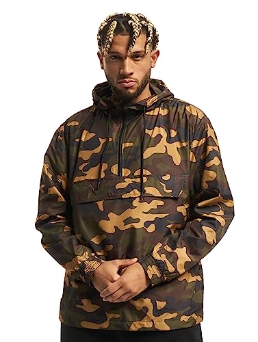 Urban Classics Męska kurtka, kamuflaż, wiatrówka, kurtka przejściowa, z kapturem, Woodcamo, L