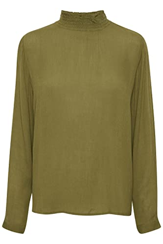 KAFFE Damska bluzka z długim rękawem Mock Frilled Neck Smock Szczegóły Luźne dopasowanie, Jaszczurka, 38