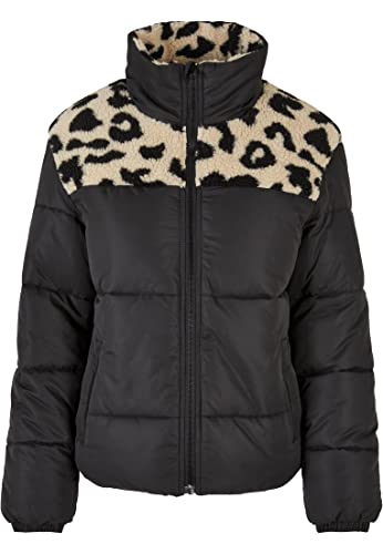 Urban Classics Damska kurtka damska AOP Sherpa Mixed Puffer Jacket, czarny/Sandleo, XL