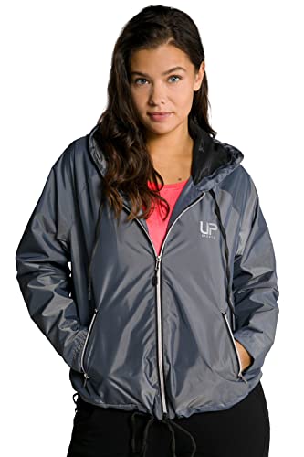 Ulla Popken Damska kurtka do biegania, błyszcząca kurtka, Gunmetal Gray, 50-52