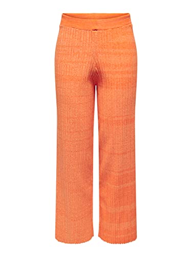 ONLY Damskie spodnie ONLHARPER Wide Pant CC KNT, Mock Orange/Pattern:Flame, L, Mock Orange/Pattern:Flame, L