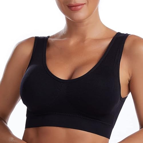 ASDRTB Damski biustonosz sportowy na cały dzień Comfort Strappy Longline Yoga ze zdejmowanymi miseczkami, Czarny, XL More