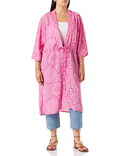 ONLY CARMAKOMA Women's CARSTACEY 3/4 kardigan AOP kurtka z dzianiny, super różowa/aOP: GRAPFIC Tile, 52