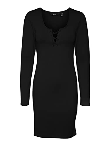 VERO MODA Vmriva Ls Short Dress JRS sukienka damska, czarny, XS