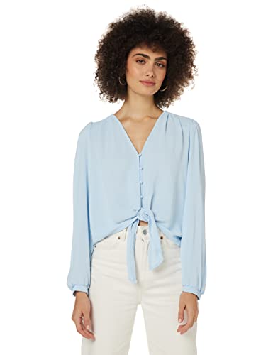 ONLY Koszulka damska Onlmette L/S Button Knot Top WVN, Cashmere Blue, XS