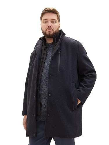 TOM TAILOR Plussize płaszcz wełniany męski, 24258 – Navy Blue Structure, 3XL