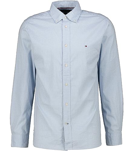 Tommy Hilfiger Męska koszula NAT. Soft Flex Gingham Rf Casual, Spokojny błękit/biały optyczny, 3XL