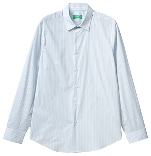 United Colors of Benetton Koszula męska, Niebieski Wzór W Paski 949, M
