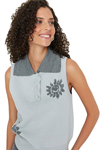 TRENDYOL Damska bluza żakardowa, szara, M, szary, M
