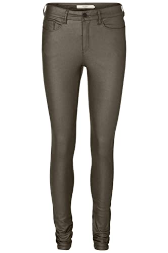 VERO MODA Vmseven Nw Ss Smooth Coated Noos Pants damskie spodnie, Bungee Cord/Szczegóły: powlekane, S